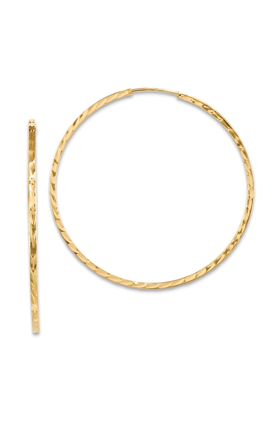 14k 1.35mm Diamond-cut Square Tube Endless Hoop Earrings TF999