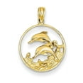thumbnail image 1 of 14k Double Dolphin Circle Pendant, 1 of 1