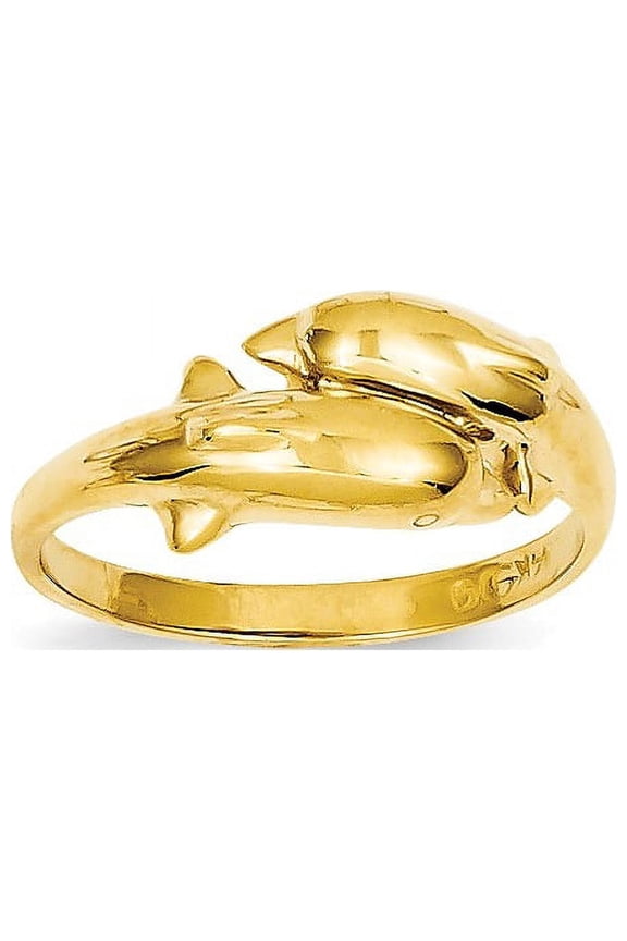 14k Double Dolphin Ring