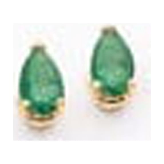 14k Emerald Post Earrings in 14k Yellow Gold