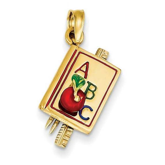 14k Enameled ABC School Book Pendant