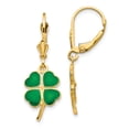 thumbnail image 1 of 14k Enameled Clover Leverback Earrings 14k Yellow Gold Earrings, 1 of 1
