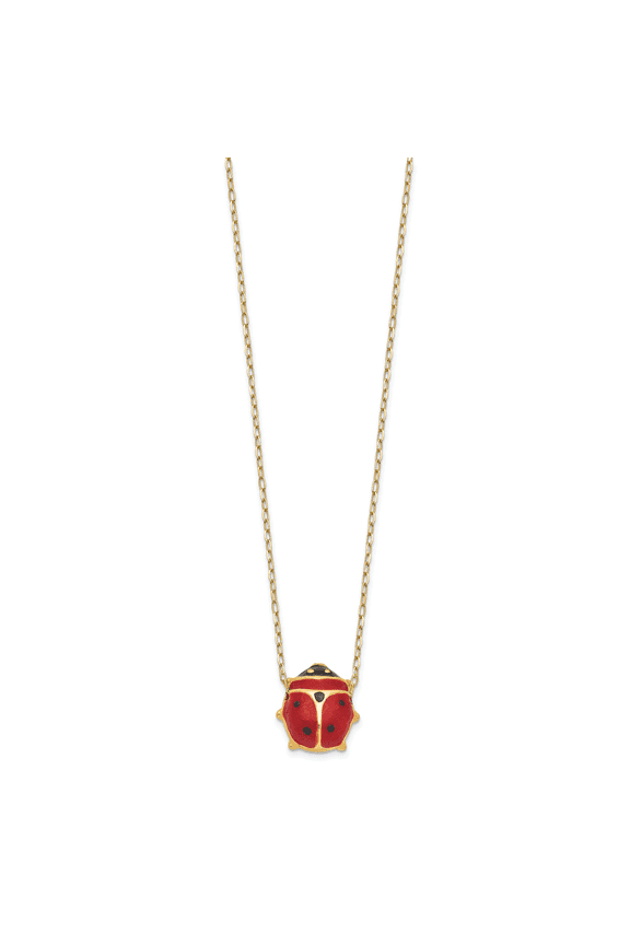 14k Enameled Ladybug Necklace