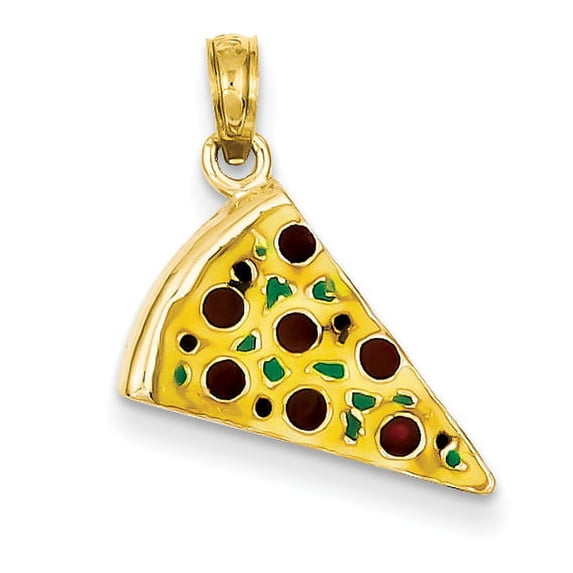 14k Enameled Pizza Slice Pendant