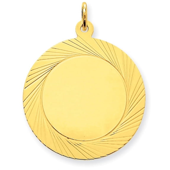 14k Etched Design .027 Gauge Circular Engravable Disc Charm
