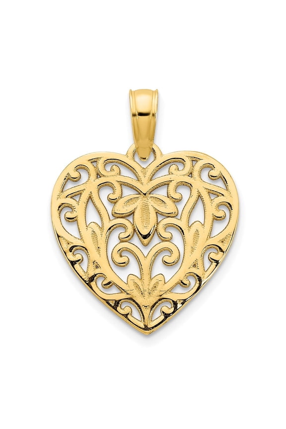 14k Fancy Filigree Heart Pendant
