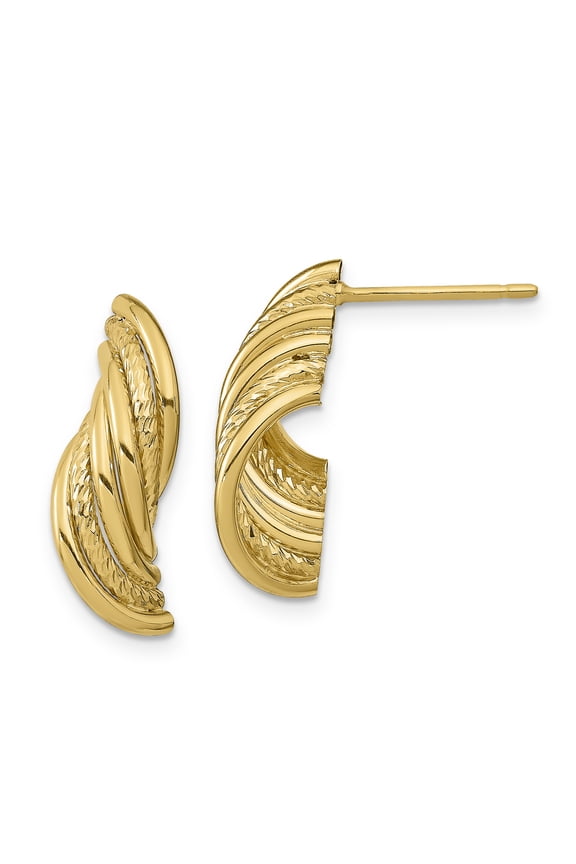 14k Fancy Polished Diamond-cut Twisted Dangle Post Earrings TF1926