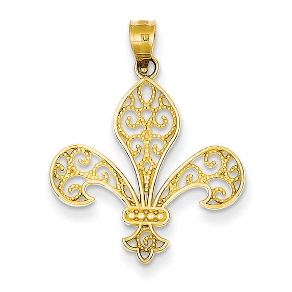 14k Filigree Fleur de Lis Pendant