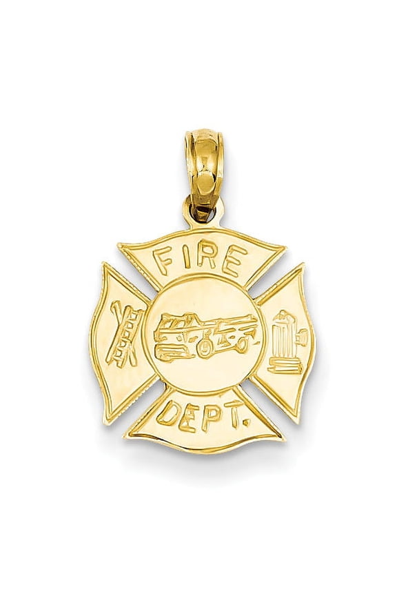 14k Fire Dept Shield Pendant
