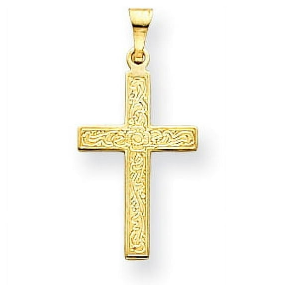 14k Floral Cross Pendant