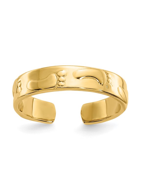 14k Footprints Toe Ring