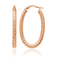 thumbnail image 1 of 14K Solid Rose Pink Gold Oval Medium Hoop Earrings, 1 of 10