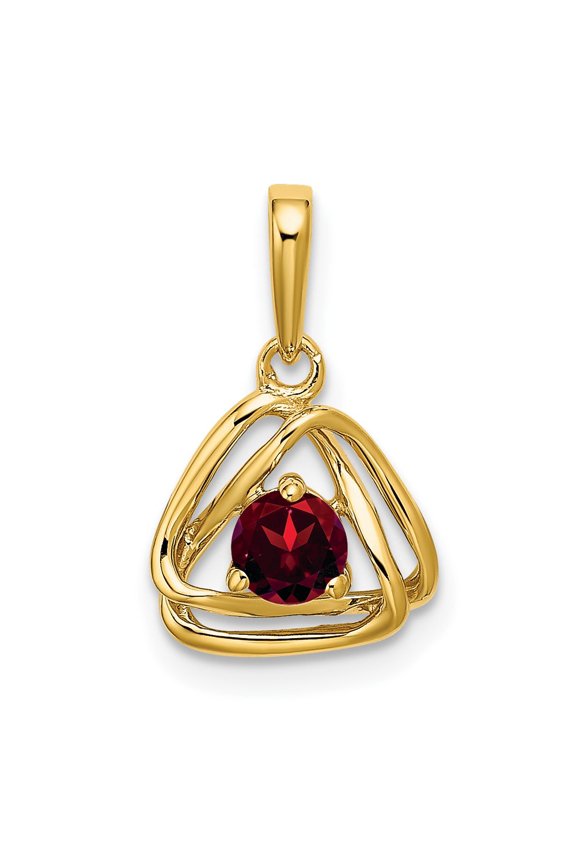 14k Garnet Triangle Pendant