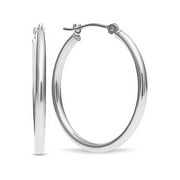 PARADE OF JEWELS 14k Genuine White Gold 1.5 INCH Round Hoop Earrings (40MM)