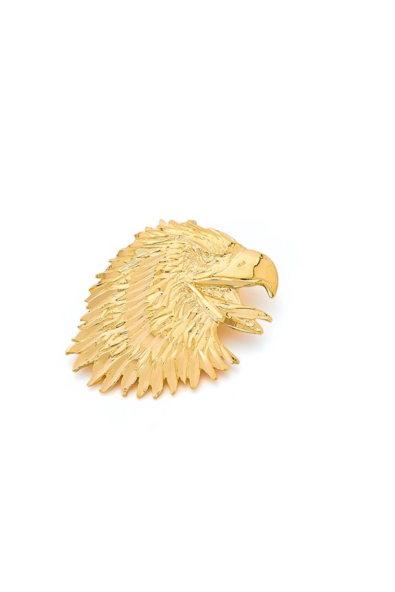14k Genuine Yellow Gold Eagle Face Charm Pendant