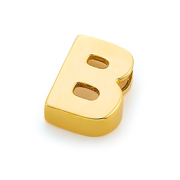 14k Genuine Yellow Gold Initial Charm Pendant B
