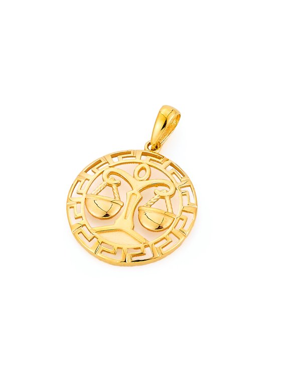 14k Genuine Yellow Gold Libra Zodiac Charm Pendant