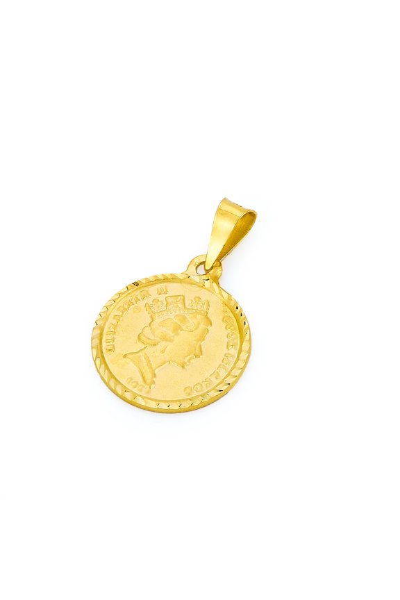 14k Genuine Yellow Gold Queen Elizabeth Charm Pendant