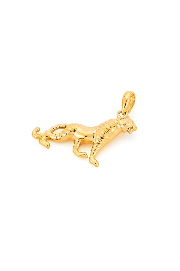 14k Genuine Yellow Gold Tiger Charm Pendant