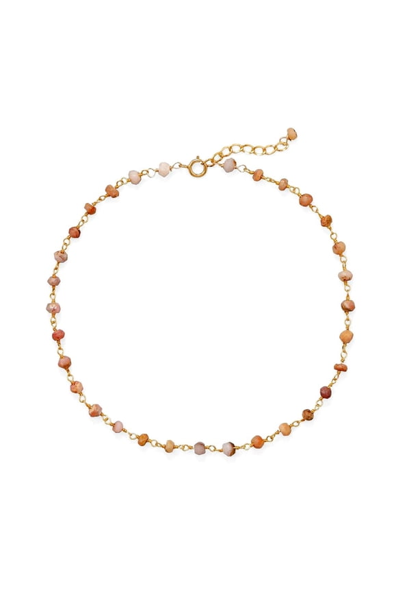 14k Gld Plated 14/20 Gold Filled 925 Sterling Silver Pink-Opal Anklet Chain Spring-Ring Extention Ronde Anklet for Women