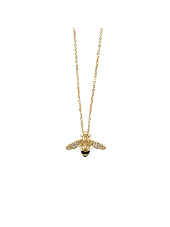 14k Gld Plated 925 Sterling Silver 16 Inch + 2 Inch Signity CZ Bee Necklace 2 Inch Extention Slide is o Pendant Necklace