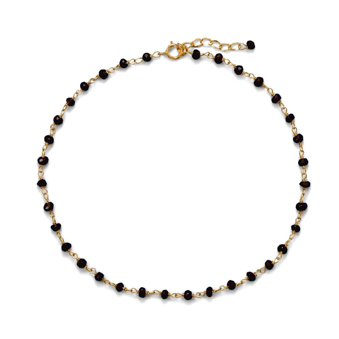 14k Gld Plated 925 Sterling Silver Black-Spinel Anklet Chain Beads Measure 2mm X 3mm Add Lots of Shimme Anklet for Women
