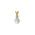 thumbnail image 1 of 14k Gld Plated 925 Sterling Silver CZ and Cultured Freshwater Pearl Slide Drops 14.5mm 3mm CZ Layered o Pendant Necklace, 1 of 2