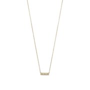 14k Gld Plated 925 Sterling Silver Mini CZ Bar Necklace 16+2 Inch Extention Cable Chain 9 Bezel Set Eme Chain Necklace f