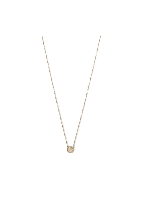 14k Gld Plated 925 Sterling Silver Mini Simulated White Opal Necklace 16+2 Inch Extention Cable Chain L Chain Necklace f