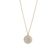 14k Gld Plated 925 Sterling Silver Mother of Pearl and Black-Onyx Reversible Necklace a White CZ Center Pendant Necklace