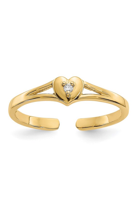 14k Gold .01ct Diamond Love Heart Toe Ring Jewelry for Women - .010 dwt