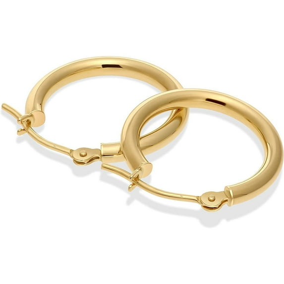 14k Gold 1/2 Inch Hoop Earrings 0.5" Diameter yellow-gold