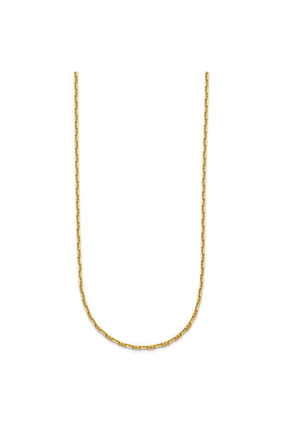 14k Solid Yellow Gold 1.3mm Nautical Ship Mariner Anchor Chain Necklace 20 Inch Chain Necklace for Women and Men