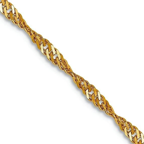 14k Gold 1.70mm Singapore Chain Necklace 22 Inch Chain Necklace for Women and Men - 3.3 Grams