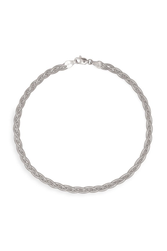 Solid 14k Yellow or White Gold 10-inch 4mm Braided Foxtail Anklet Anklet for Women