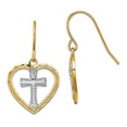 thumbnail image 1 of 14k Gold 16mm Love Heart With White Religious Faith Cross In Center Wire Earrings 15.65x16.3mm Wide Stud Earring for Wom, 1 of 2