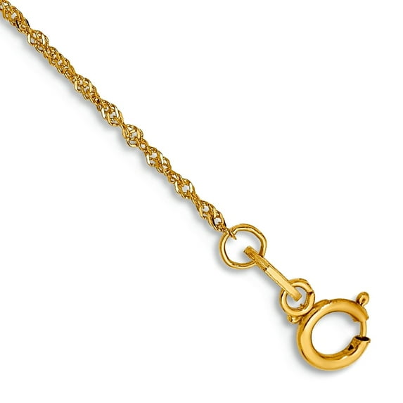 14k Gold 1mm Singapore Chain Anklet 10 Inch Anklet for Women and Men - .5 Grams