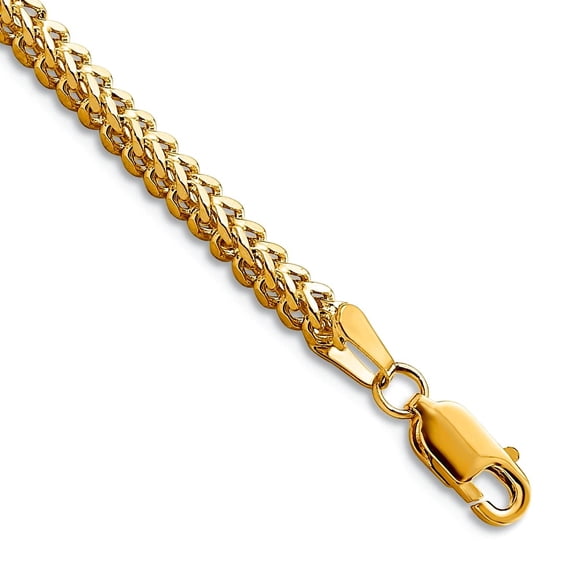 14k Solid Yellow Gold 2.3mm Franco Chain Bracelet 8 Inch Link Bracelet for Women and Men - 7.6 Grams