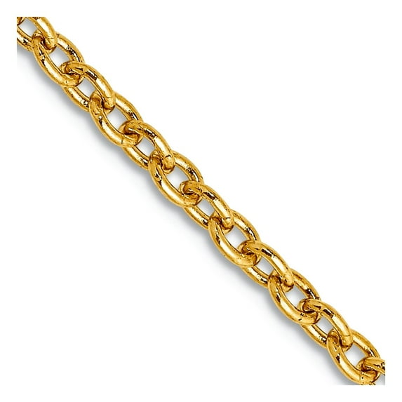 14k Solid Yellow Gold 2.4mm Cable Chain Necklace 22 Inch Chain Necklace for Women and Men