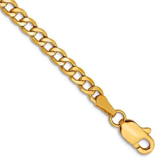 14k Gold 2.85mm Semi-solid Curb Chain Bracelet 8 Inch Link Bracelet for Women and Men - 1.5 Grams