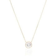 WJD EXCLUSIVES 14k Gold 2CT Created Diamond Bezel Solitaire 16&quot;-18&quot; Adjustable Pendant Necklace