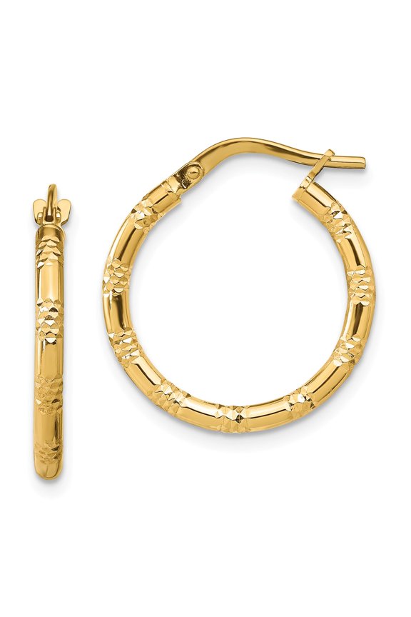 14k Gold 2mm Polished D/C Hoop Earrings