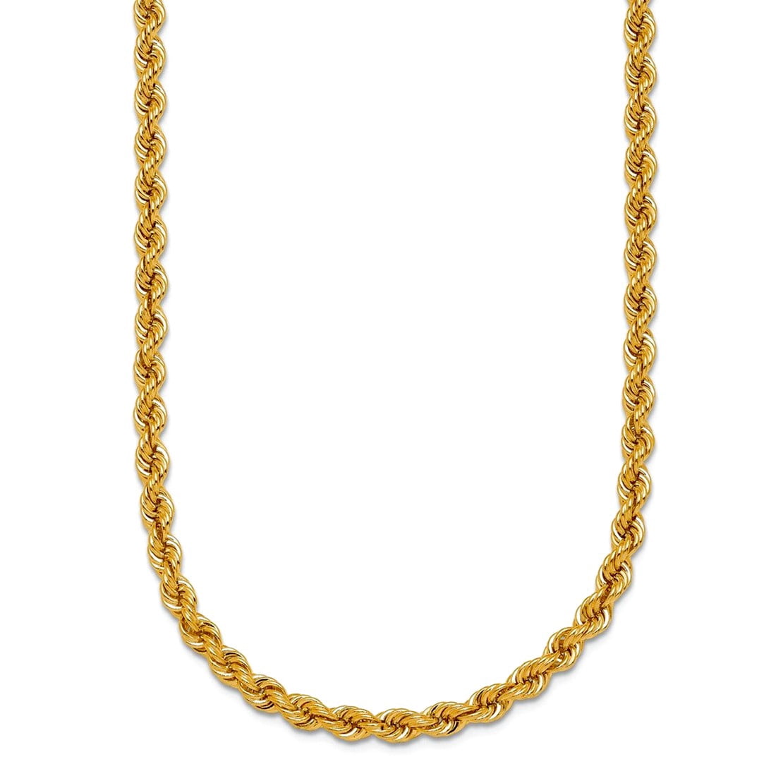 14k Yellow Gold 3.8mm Solid Sparkle-Cut Rope Chain Necklace 30 Inch ...