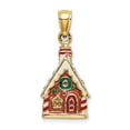 thumbnail image 1 of 14k Gold 3-d Gingerbread House With Enamel Charm 25x7.9mm Wide Pendant Necklace for Women, 1 of 2
