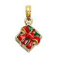 thumbnail image 1 of 14k Gold 3-d Green Gift Box With Red Bow Charm 18.4x11mm Wide Pendant Necklace for Women - 3.9 Grams, 1 of 2
