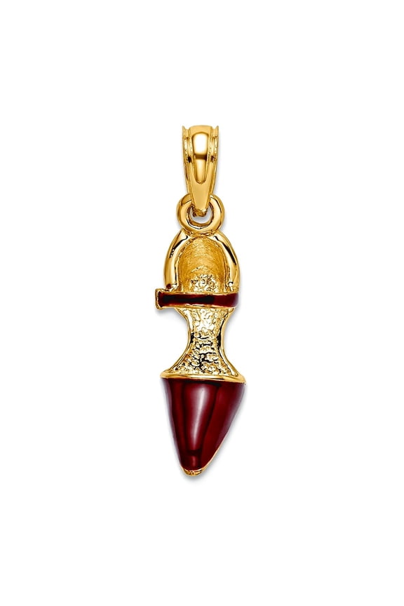 14k Gold 3-d Maroon Closed Toe High Heel Shoe Charm 15.6x5.4mm Wide 8.8mm Thick Pendant Necklace for Women