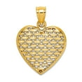 thumbnail image 1 of 14k Gold 3-d Puffed Love Heart Pendant Necklace With Horizntal Sparkle-Cut Lines 24.8x18.8mm Wide Pendant for Women, 1 of 2