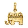 thumbnail image 1 of 14k Gold 3-d Republican Elephant With Stars Textured Charm 10.6x15.15mm Wide 2.25mm Thick Pendant Necklace for Women, 1 of 2
