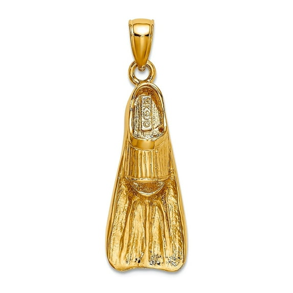 14k Gold 3-d Scuba Flipper Charm 34.95x10.8mm Wide 6.2mm Thick Pendant Necklace for Women