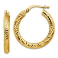 thumbnail image 1 of 14k Solid Yellow Gold 3x15 Sparkle-Cut Round Hoop Earrings 22.5x21.5mm Wide 3mm Thick Hoop Earring for Women, 1 of 2